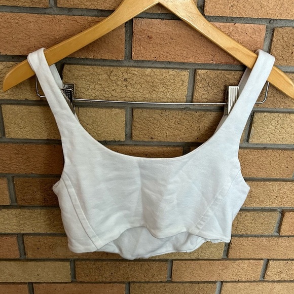 Zara Yale University Corset Tank Crop Top Boned Embroidered White Size Small - Picture 3 of 3